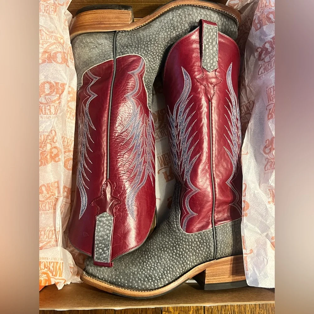 Rios of Mercedes Red and Gray Women's Boots - Picture 7 of 8